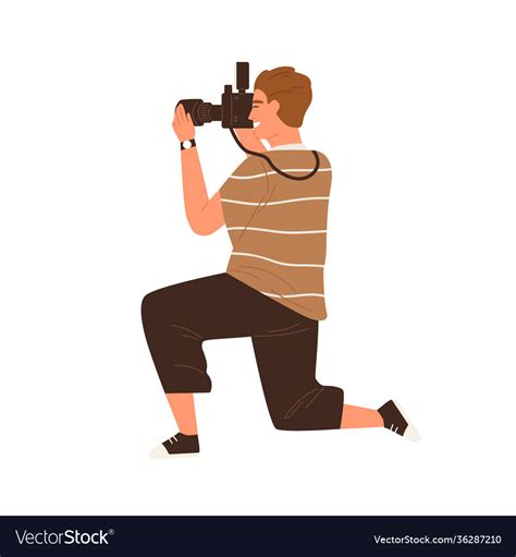 Side View Professional Male Photographer Vector Image