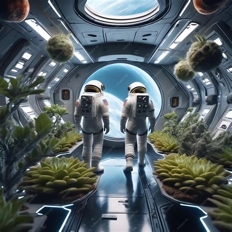Premium Ai Image Astronauts In Space With Plants And Plants Ai Generative