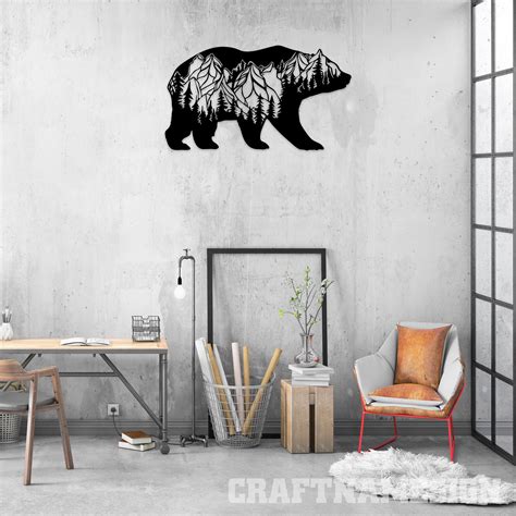 Custom Mountain Bear Metal Wall Art Craft Name Sign