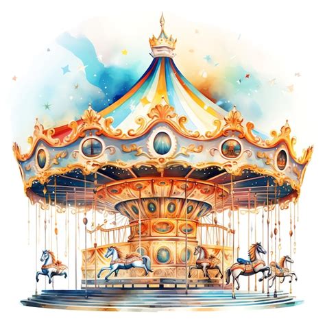 Premium AI Image | beautiful Carousel Music watercolor Carnival clipart ...