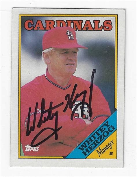 Autographed Whitey Herzog Topps Card Main Line Autographs