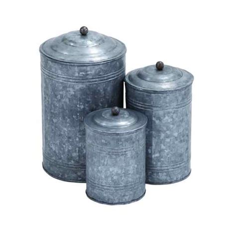 Rustic Metal Galvanized Canisters- Set Of 3 - Walmart.com - Walmart.com