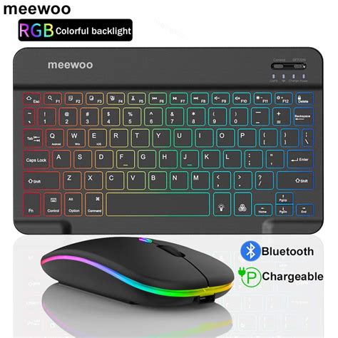 Meewoo Backlit Wireless Bluetooth Keyboard And Mouse With Light Led For