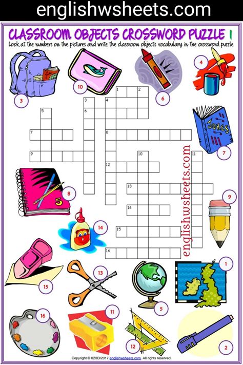 Classroom Objects Esl Word Search Puzzle Worksheets D5d Artofit