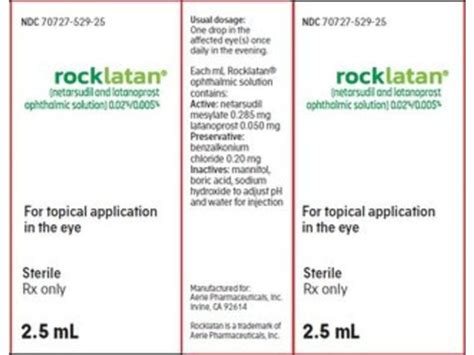 Rocklatan (netarsudil and latanoprost) Eye Drops, 0.02% / 0.005%, 2.5 ...