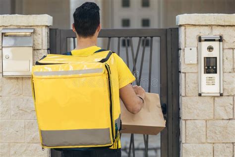 Man Delivering Online Grocery Order Stock Image Image Of Messenger