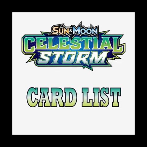 SM Celestial Storm Card List Coded Yellow