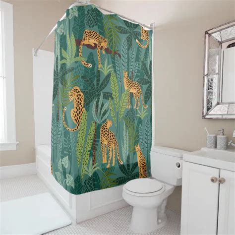 Beautiful Leopards And Tropical Leaves Shower Curtain Zazzle