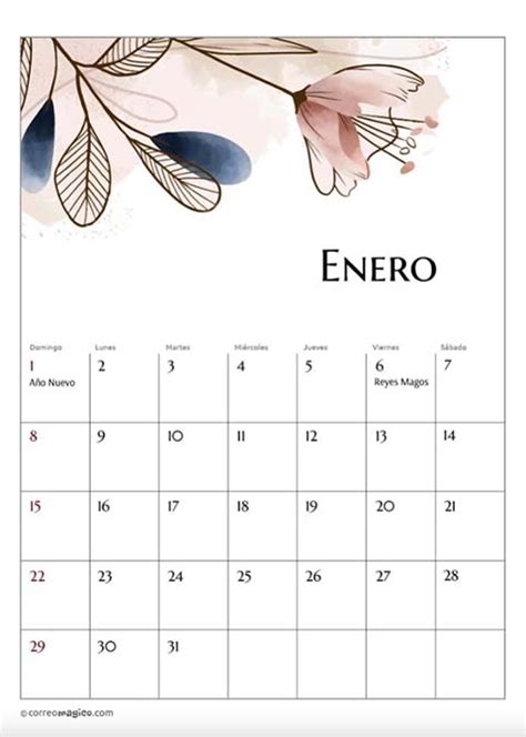 Personaliza Este Calendario Para Imprimir Y Regalar Enero Calendario 2023 “flores