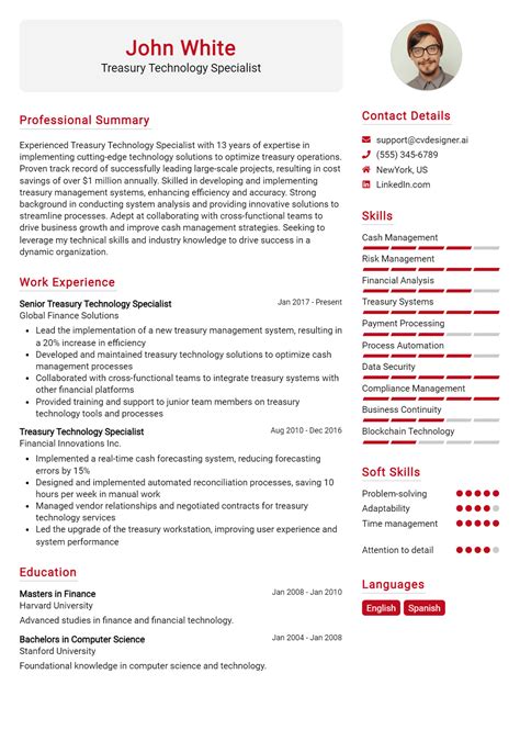 18 Treasury Technology Specialist Resume Examples And Templates For