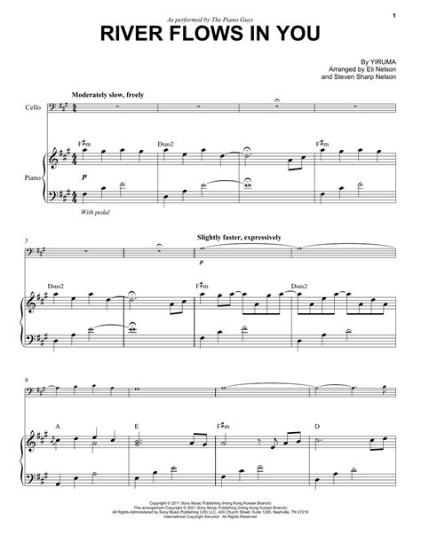 The Piano Guys River Flows In You Sheet Music And Chords Printable Cello And Piano Pdf Notes