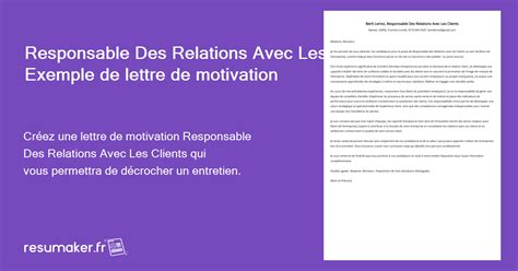 Responsable Des Relations Avec Les Clients Exemples De Lettres De