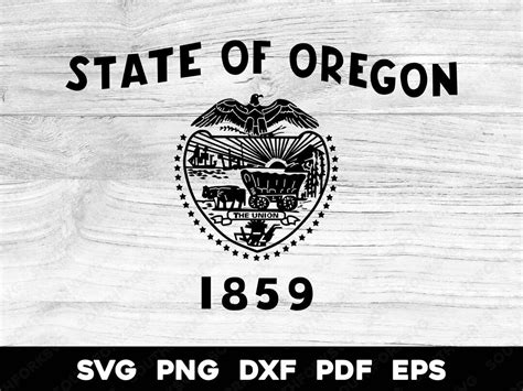 Oregon State Flag Seal Crest Black Svg Png Dxf Eps Pdf Vector Graphic Design Cut Print Dye Sub