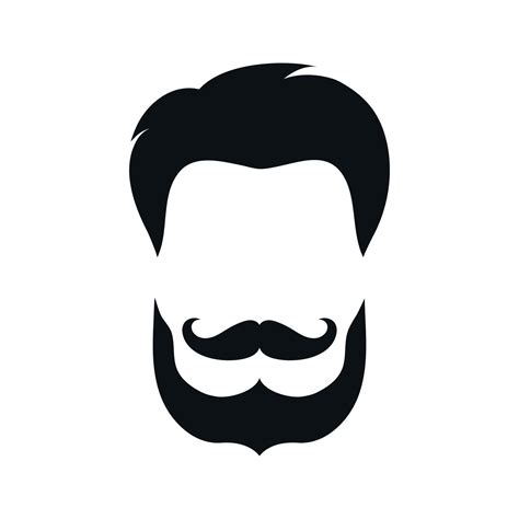 Mens Hair And Beard Silhouette Hipster Or Retro Gentleman With Short