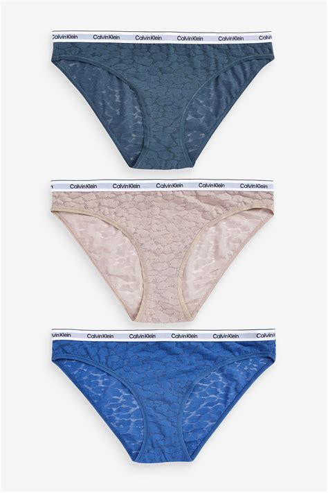 Buy Calvin Klein Blue Modern Logo Lace Bikini Bottoms Pack From The