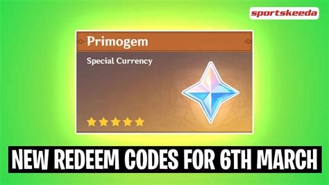 Genshin Impact: New redeem codes to get free Primogems in March [March 6th]