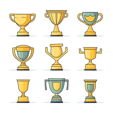 Premium Ai Image Trophy Cup Icons Set Flat Illustration Of Trophy Cup