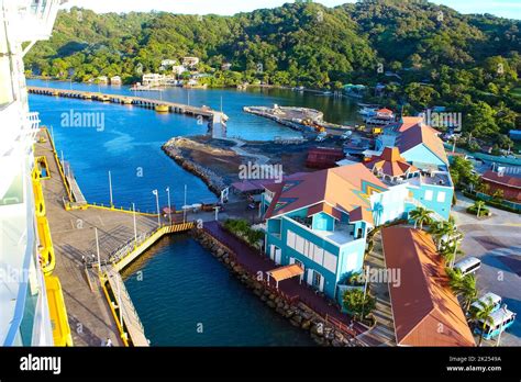 Roatan Honduras Top View Of Port And Town Center Of Coxen Hole Stock