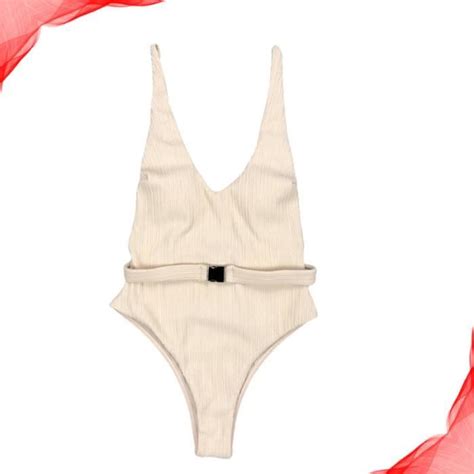 White Color One Piece Swimwear Summer Sexy Bikini Fashion Belt Buckle