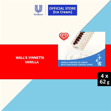 Wall S Viennetta Stick Vanilla Multipack Ice Cream 4 X 62g Shopee