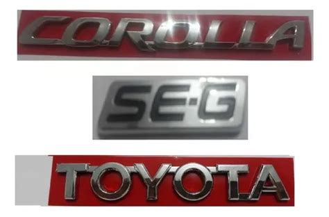 Emblemas Toyota Corolla Seg Para Tampa Traseira Kit 3 Peças