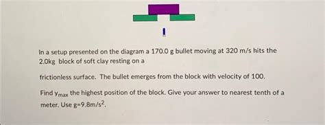 Solved In A Setup Presented On The Diagram A 170 0 G Bullet Chegg