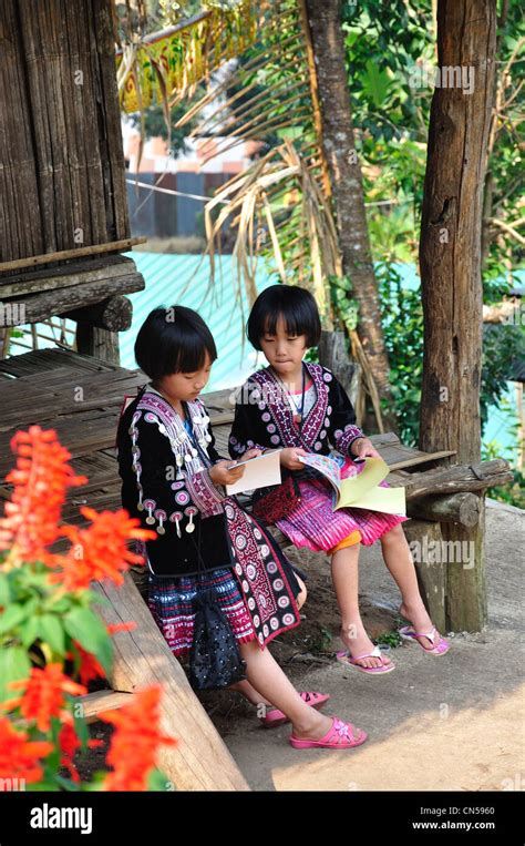 Akha Hill Tribe Children In Hill Tribes Village Museum And Gardens