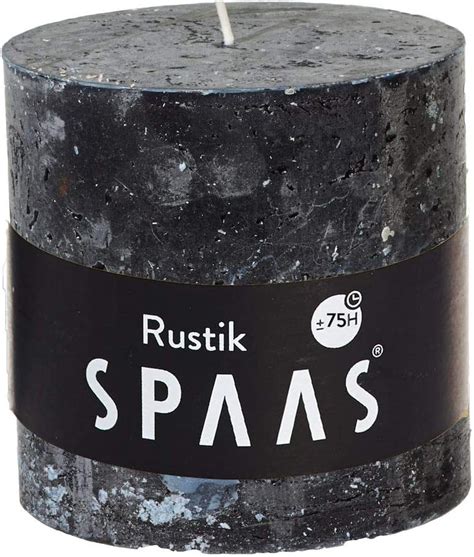 Spaas Rustic Unscented Pillar Candle Mm Hours Black