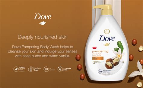 Dove Purely Pampering Body Wash With Pump For Dry Skin Shea Butter With Warm Vanilla Cleanser