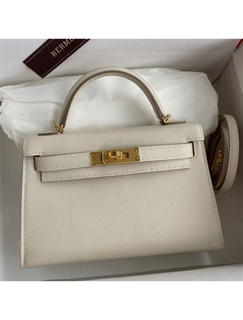 Replica Hermes Kelly Mini Ii Sellier Handmade Bag In Craie Swift Calfskin