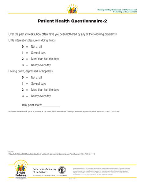 Patient Health Questionnaire American Academy Of Pediatrics Fill