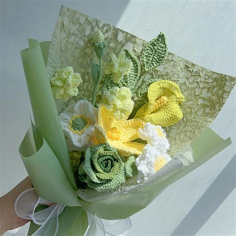 In Flower Bouquet Pattern Bundle Crochet Gardenia Corn Poppy Wine