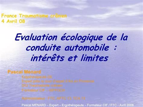 Ppt Evaluation Cologique De La Conduite Automobile Int R Ts Et