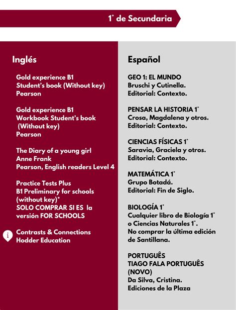 Textos Inglés y Español para primer ciclo Secundaria Colegio Inglés