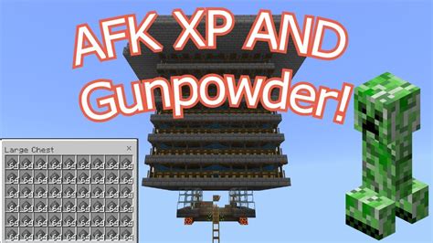 1000 Gunpowderhr Afk Creeper And Xp Farm Minecraft Bedrock 120 Mcpexboxps4switch