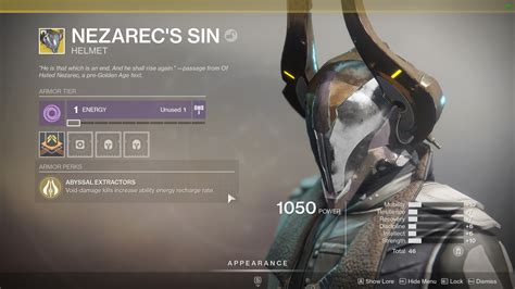 Nezarec's Sin Exotic helmet - Destiny 2 | Shacknews