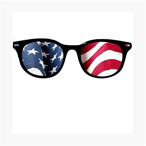 Lámina fotográfica Gafas de sol con reflejo de la bandera americana