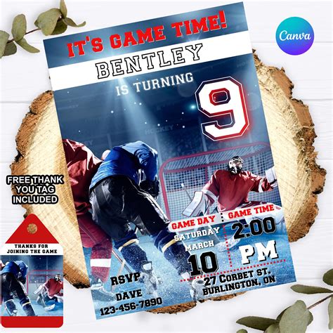 Editable Its Game Time Hockey Invitation Hockey Themed