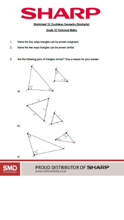 Grade 10 Euclidean Geometry Worksheets Pdf