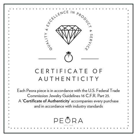 Certificate Of Authenticity Jewelry Template