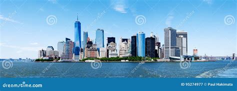 Panoramy Miasto Nowy Jork Manhattan Freedom Tower I Linia Horyzontu