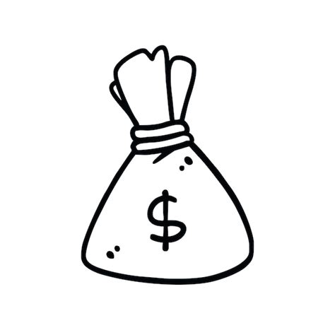 Ilustración vectorial de la bolsa de dinero dibujada a mano estilo