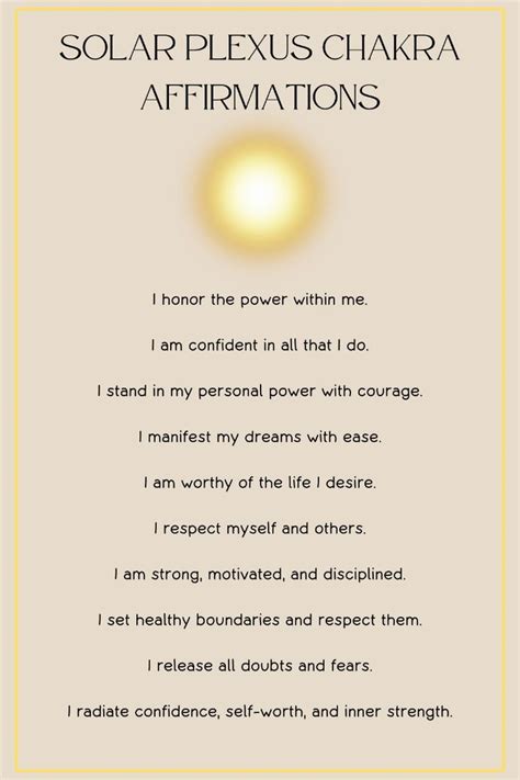 Solar Plexus Chakra Affirmations In 2024 Chakra Affirmations Healing