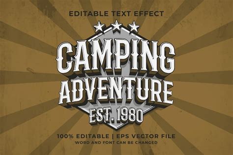 Effet De Texte Modifiable Camping Adventure 3d Retro Logo Template