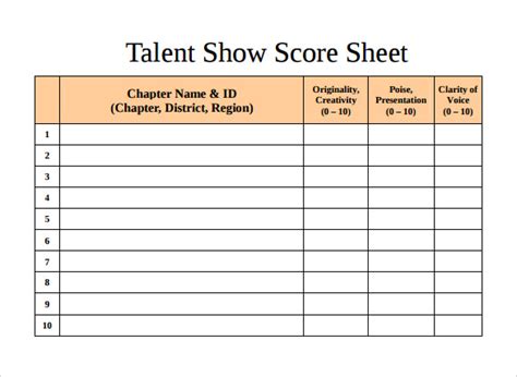 Talent Show Judges Score Sheet Template Hq Printable Documents Sexiz Pix