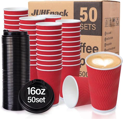 Amazon Galashield 100 Pack Hot Paper Disposable Coffee Cups With Lids 12 Oz Ripple With