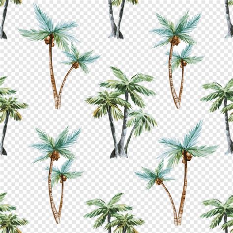 Arecaceae Watercolor Painting Tree Euclidean Coconut Tree Background