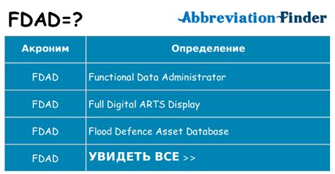 Что означает FDAD? -определения FDAD | Аббревиатура Finder
