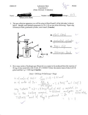 CHM135 Lab 1 Report Sheet Experiment 1 Light Matter And