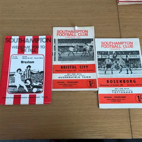 SOUTHAMPTON FOOTBALL CLUB Cup Match Programmes From 1969 1971 1974